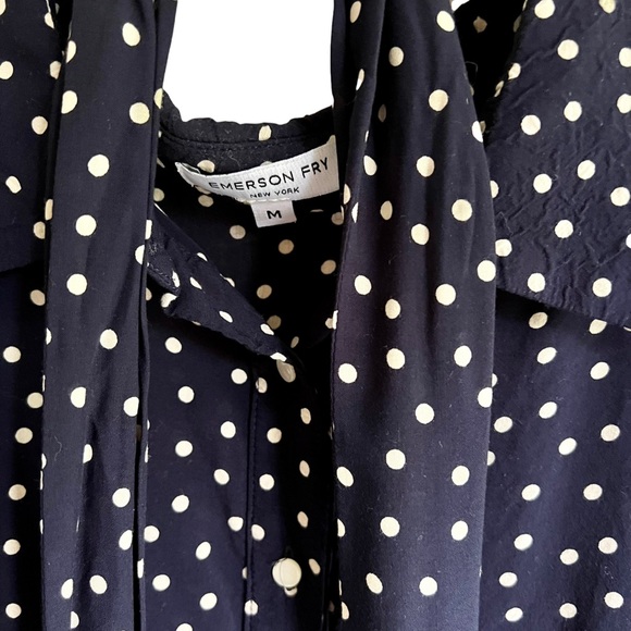 Emerson Fry Ribbons Blouse, Navy Dot - Picture 2 of 5